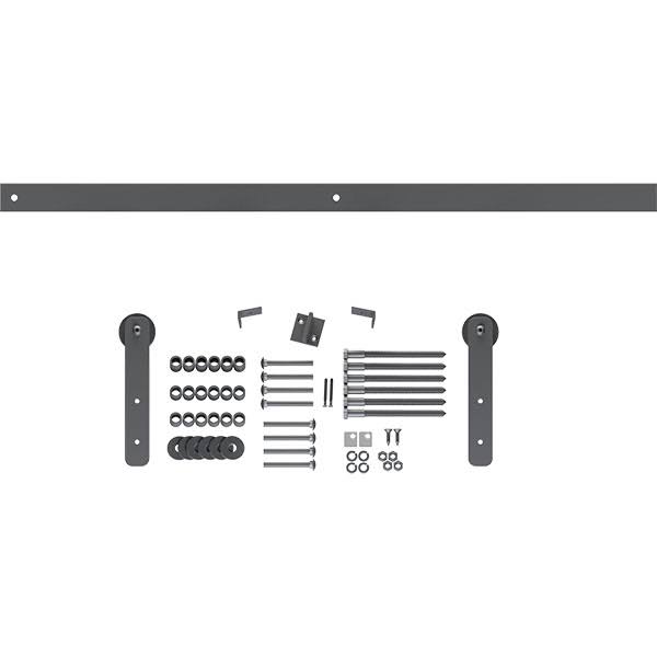 Barn Door Hardware Set with 6& Track & Silent Rollers, Silver Metallic G332