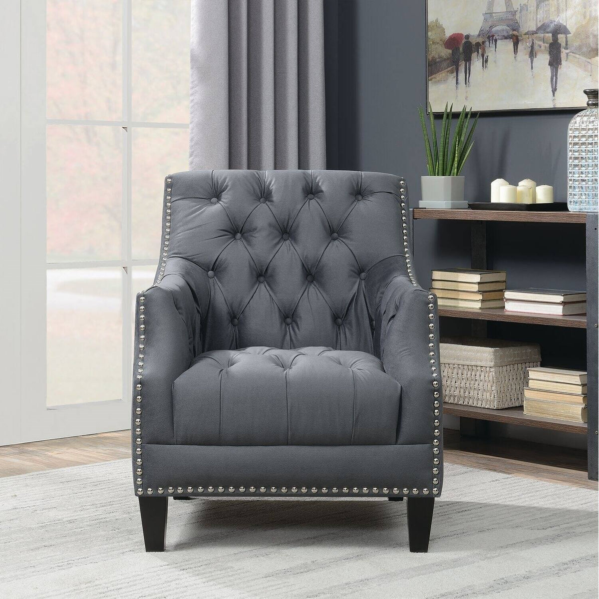 Tufted Accent Chair with Nail Trim G16392