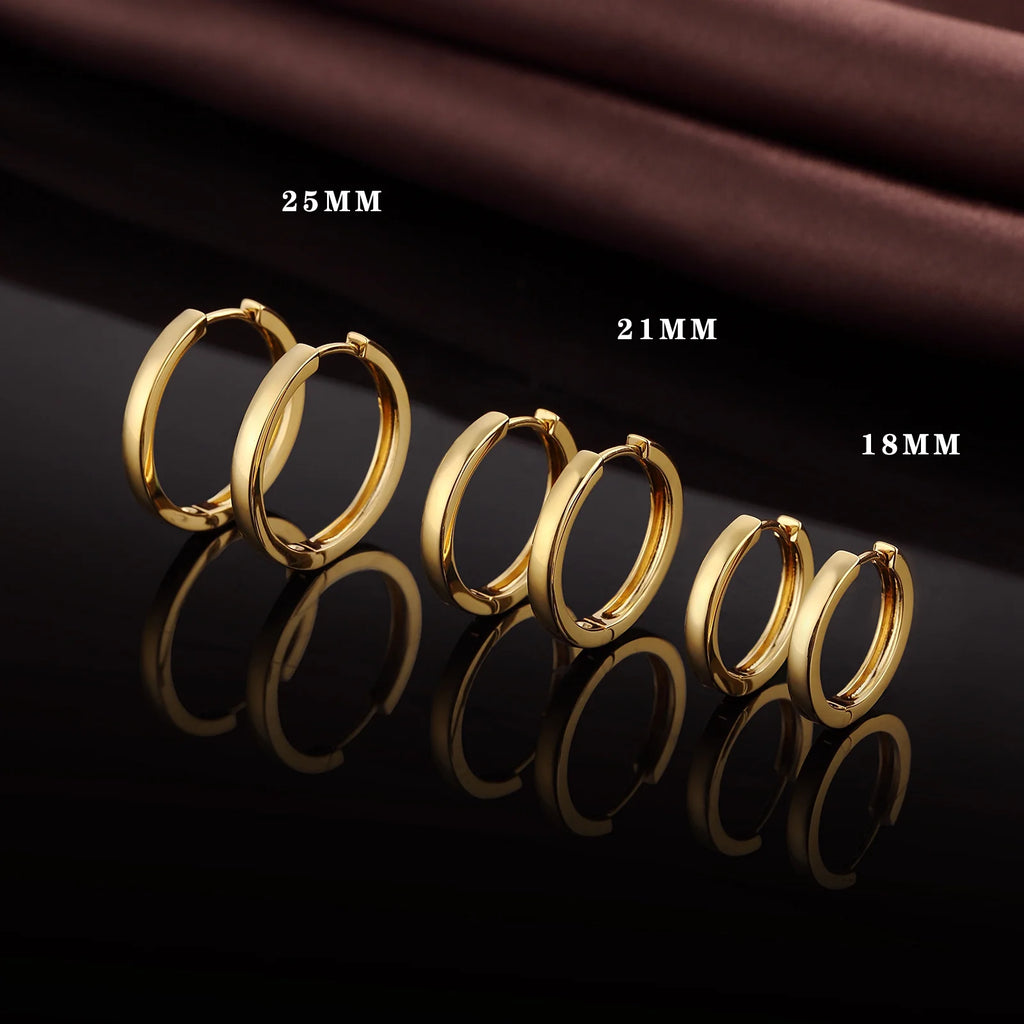 18k Gold Plated Small Hoop Earrings Stainless Steel J69520