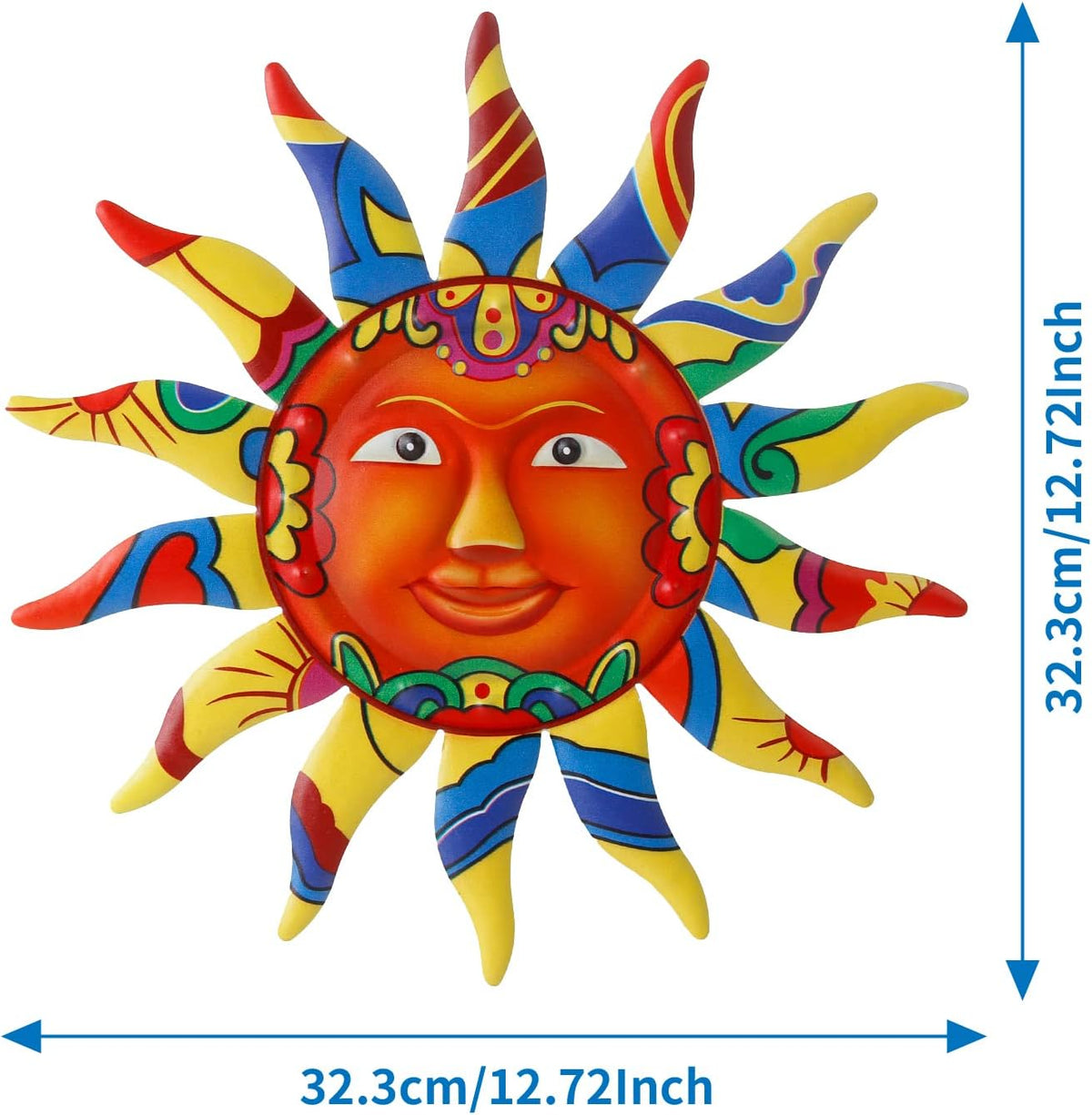 Stained Glass Window Hangings with Chain Metal Sun Wall Art Decor P536175