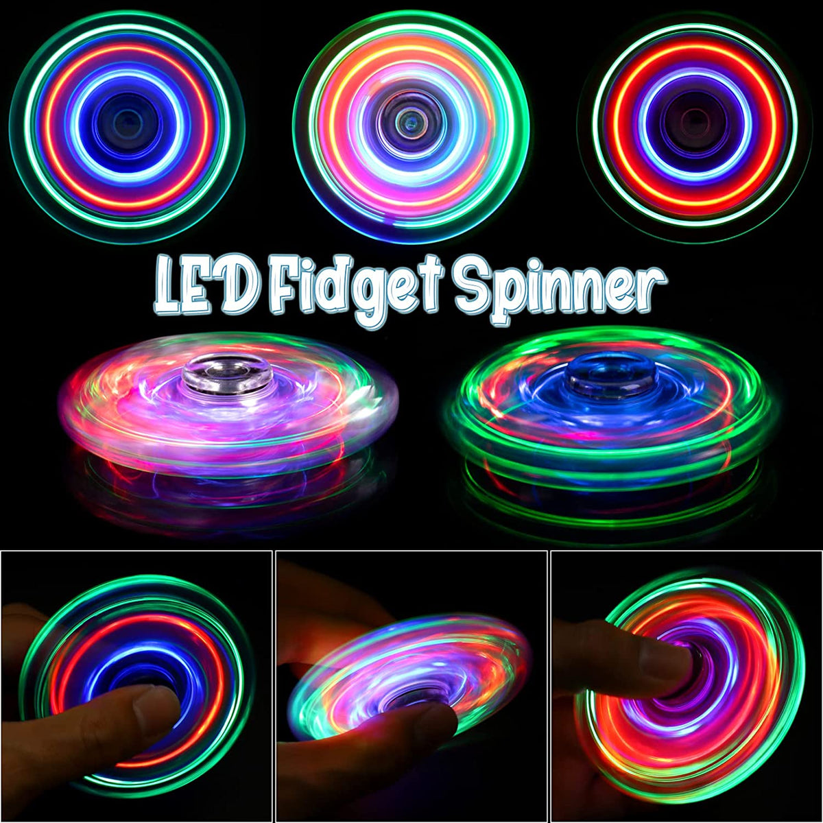 Glow in The Dark LED Fidget Spinners 2 Pack M731040