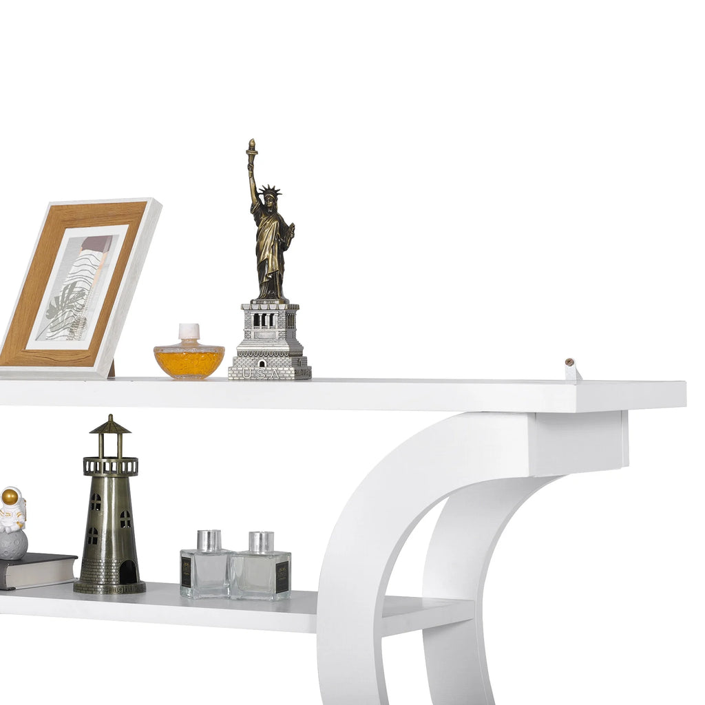 White Curved 3-Tier Console Table X229