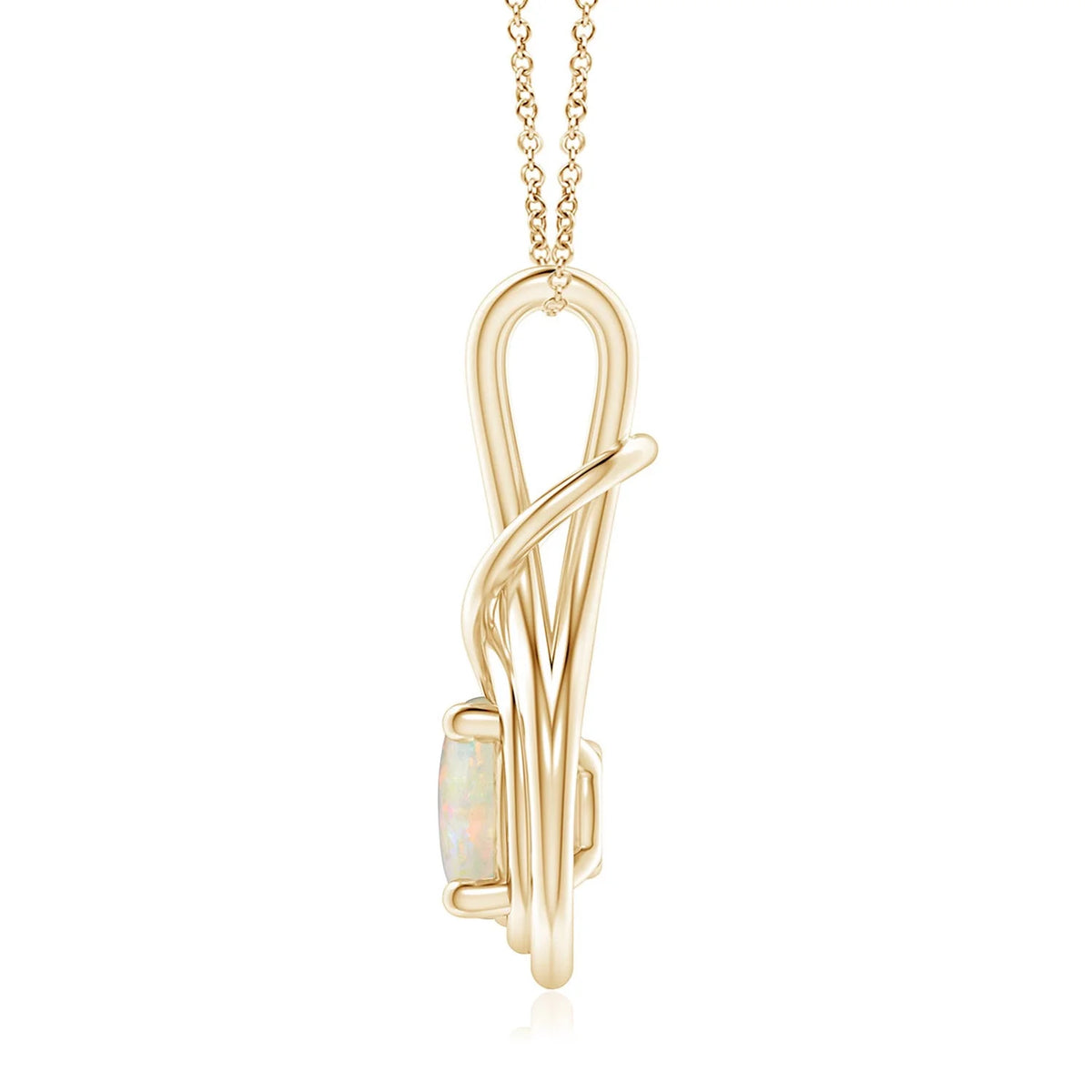 14K Yellow Gold Opal Pendant Necklace I6005