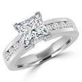 14K White Gold Princess Diamond Solitaire Engagement Ring D1015