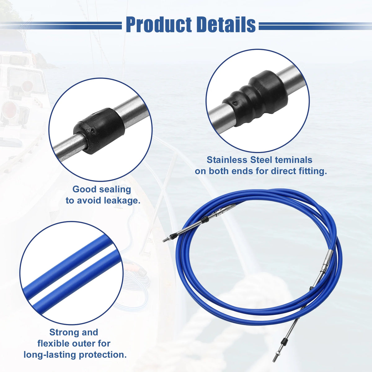14ft 4.3 Meter Marine Throttle Shift Remote Control Box Cable for Outboard Engine Boat L784883