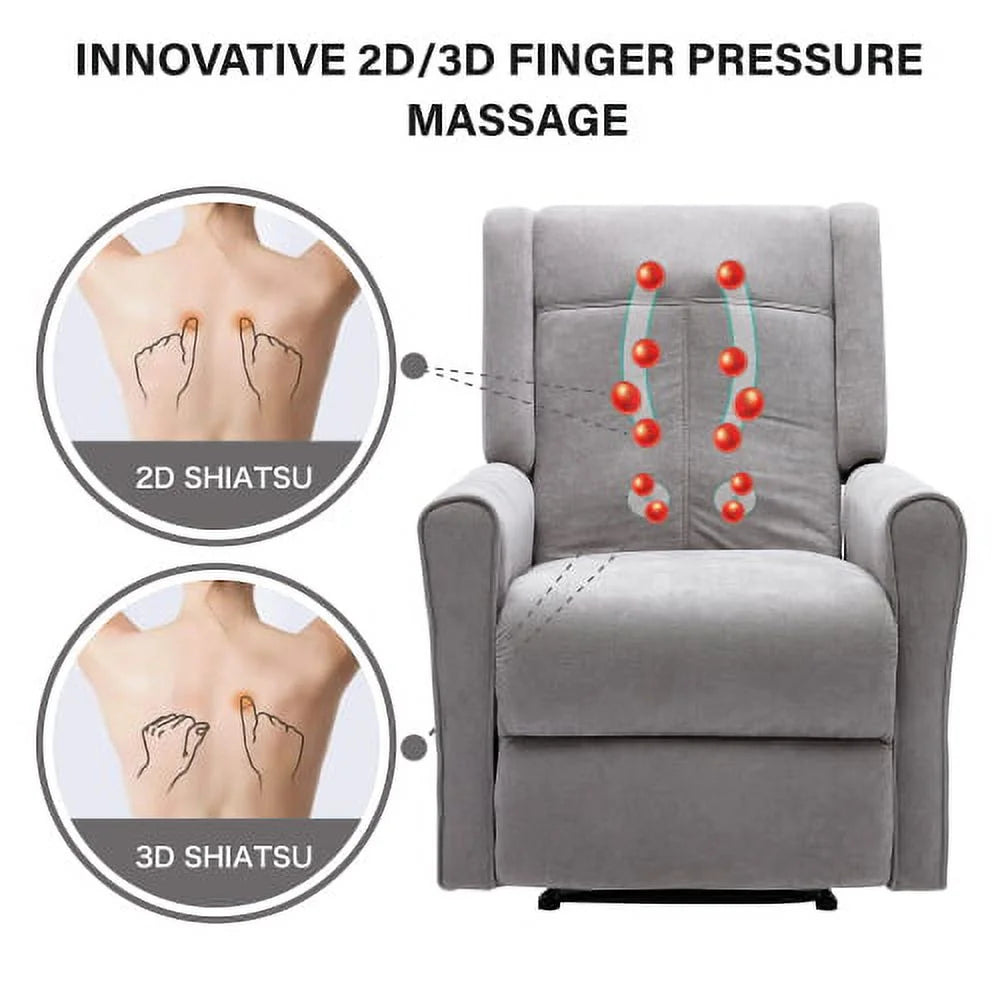 Manual Recliner Chair with Heat and Rolling Kneading Massage Seat Cushion G74068