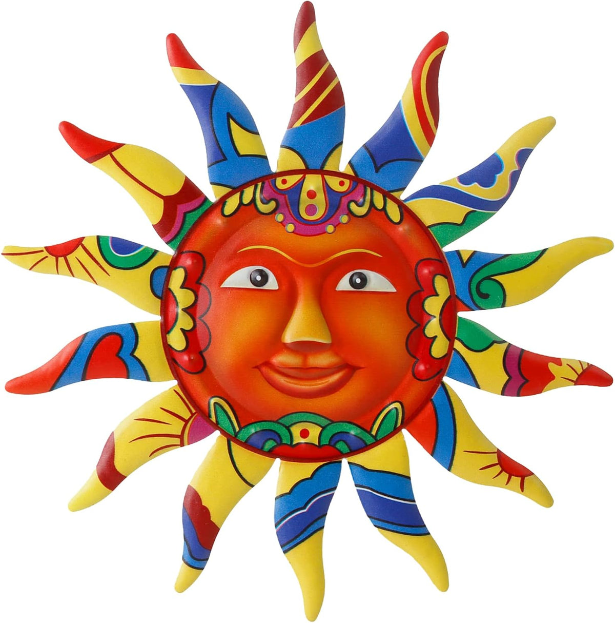 Stained Glass Window Hangings with Chain Metal Sun Wall Art Decor P536175