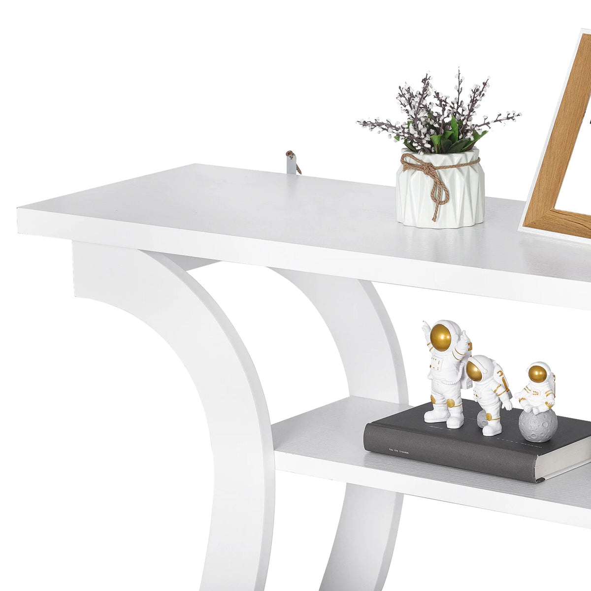 White Curved 3-Tier Console Table X229