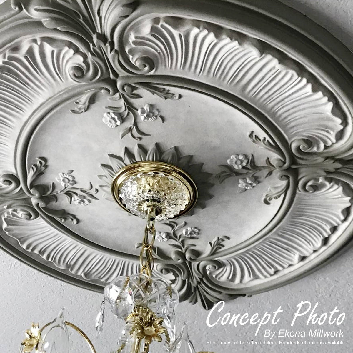 28x22OD x 2 3/4x22P Hand-Painted Gold Ceiling Medallion I3609