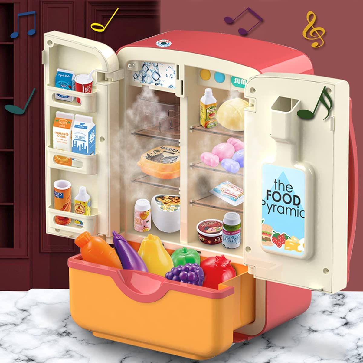 39 PCS Kids Kitchen Toy Refrigerator (Red) S613897