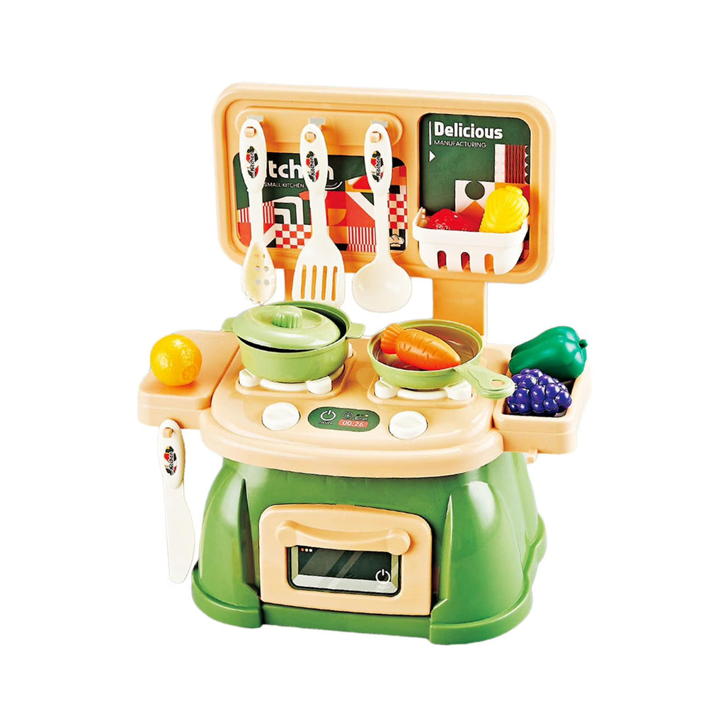 30Pcs Kitchen Playset Toy Pretend Food and Cooking Playset Educational Learning Skill Toy Pretend Chef Cookware for Dollhouse green A82023