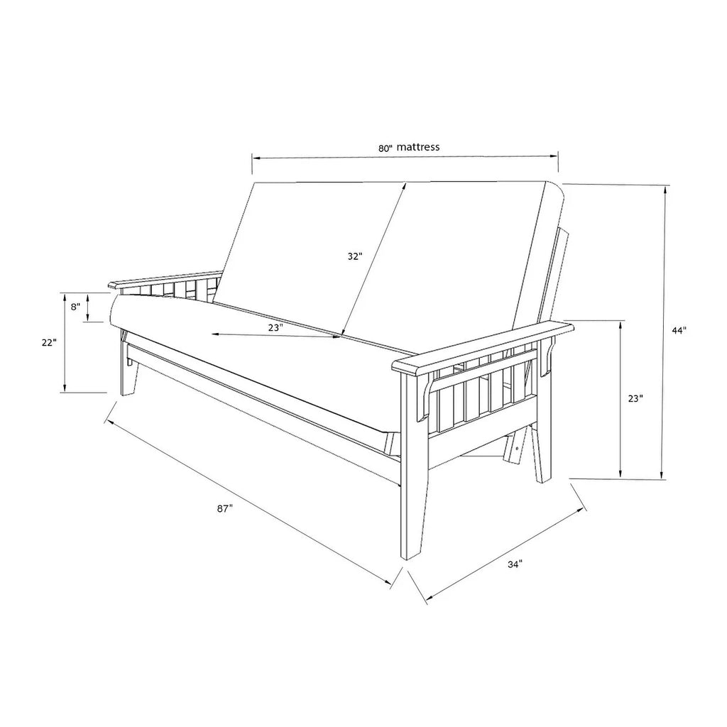 Queen-size Wood Storage Futon Mattress K47833