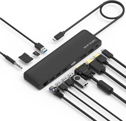 13-in-1 USB C Hub with 2 HDMI, DisplayPort, Ethernet, 4 USB 3.0, SD/TF Card Reader F370399