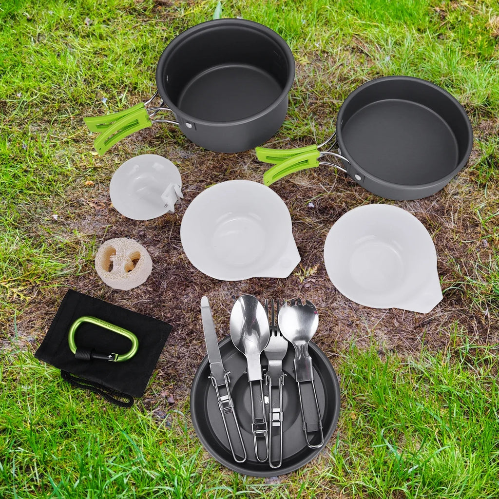 15Pcs Non-Stick Camping Cookware Set T304