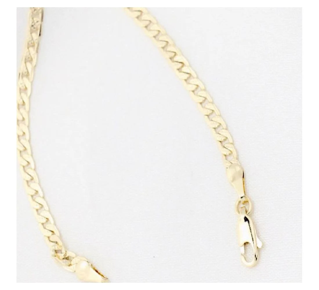 14K Bonded Gold Cuban Chain Necklace with Rose Cross Charm H2994