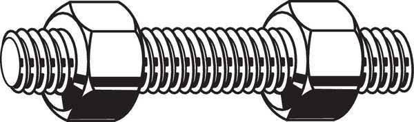 1-1/8 inch-8 x 8-1/2 inch Plain Carbon Steel Fully Threaded Studs, 15 Pk. B409126