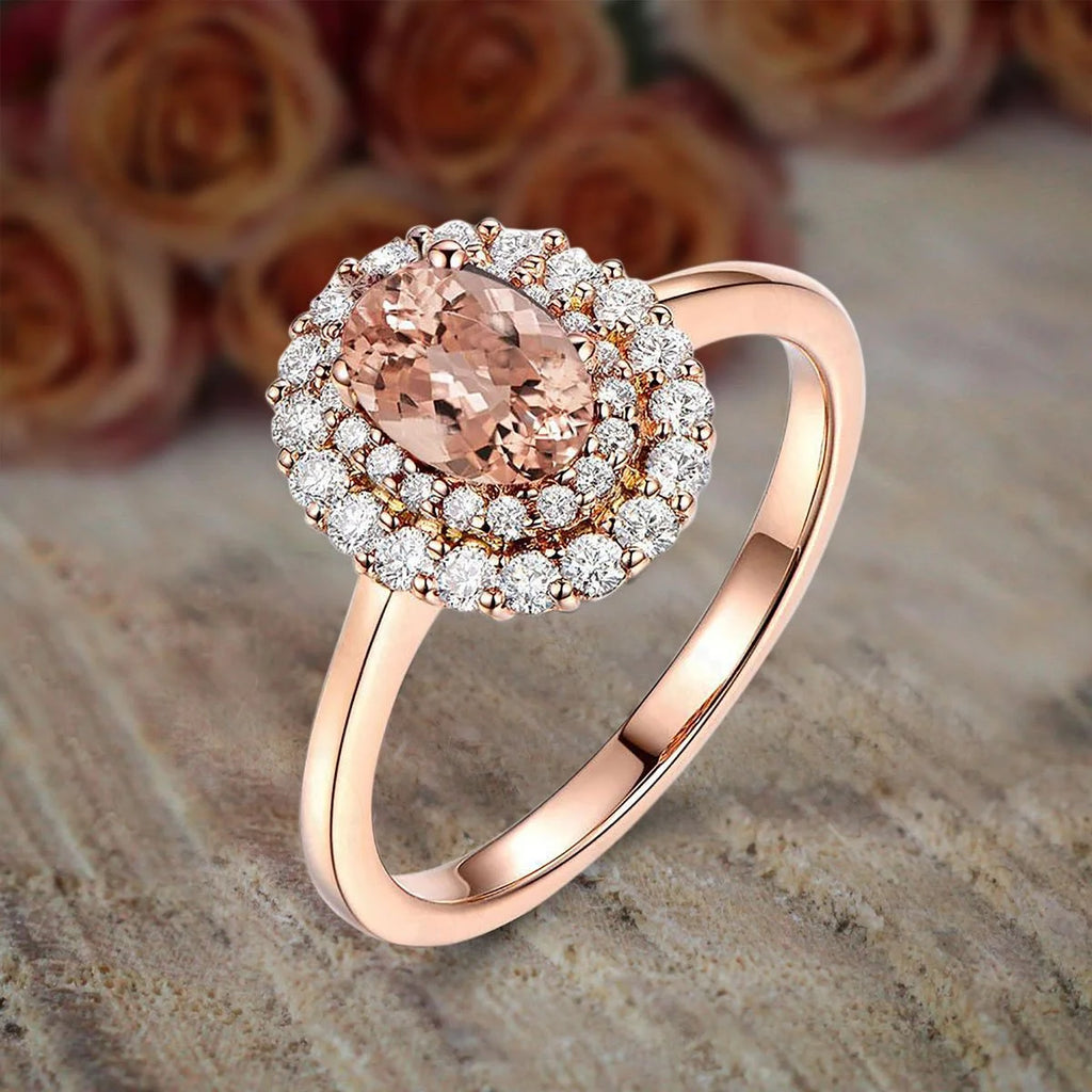 10k Rose Gold Morganite and Diamond Engagement Ring T5639
