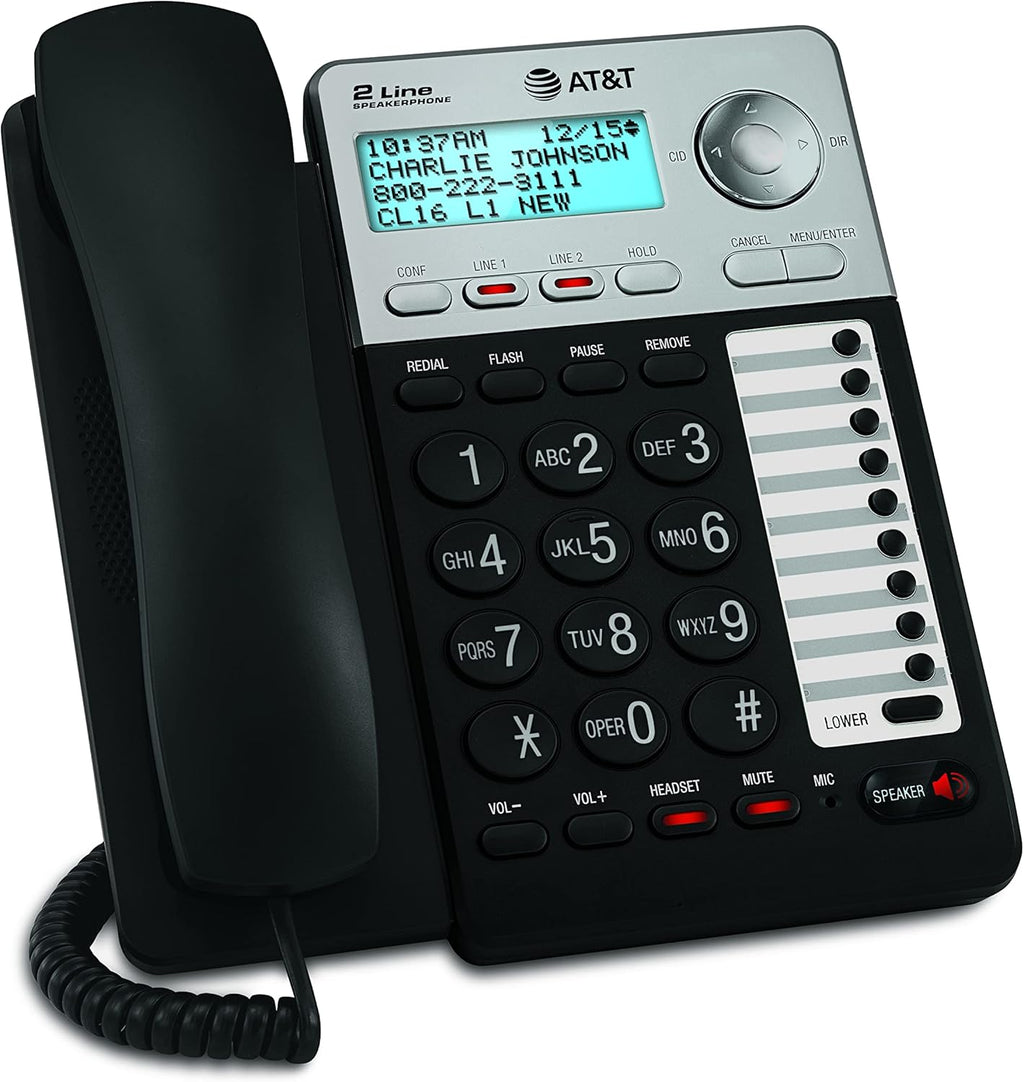 2-Line Corded Telephone with Digital Answering System and Caller ID, Black/Silver S65771