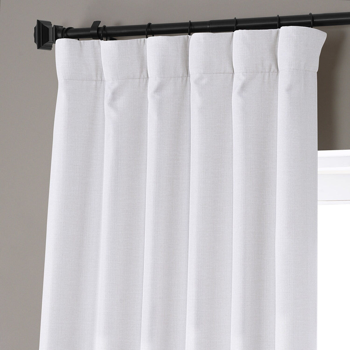 White Faux Linen Blackout Curtain P736