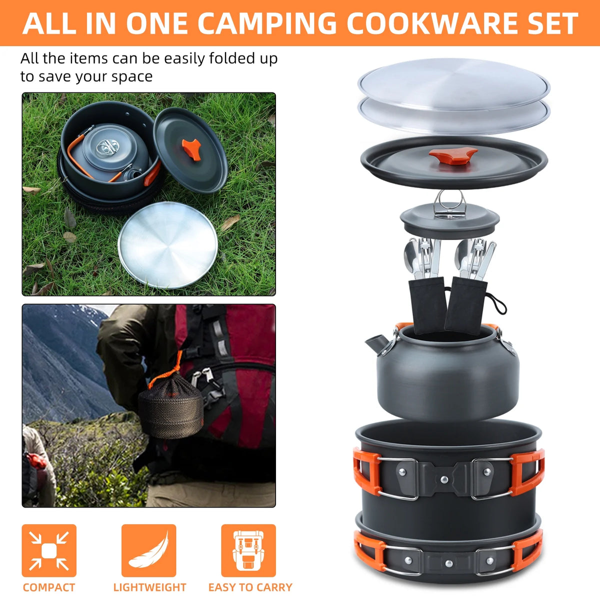 16pcs Camping Cookware Set with Pot and Pan P27383