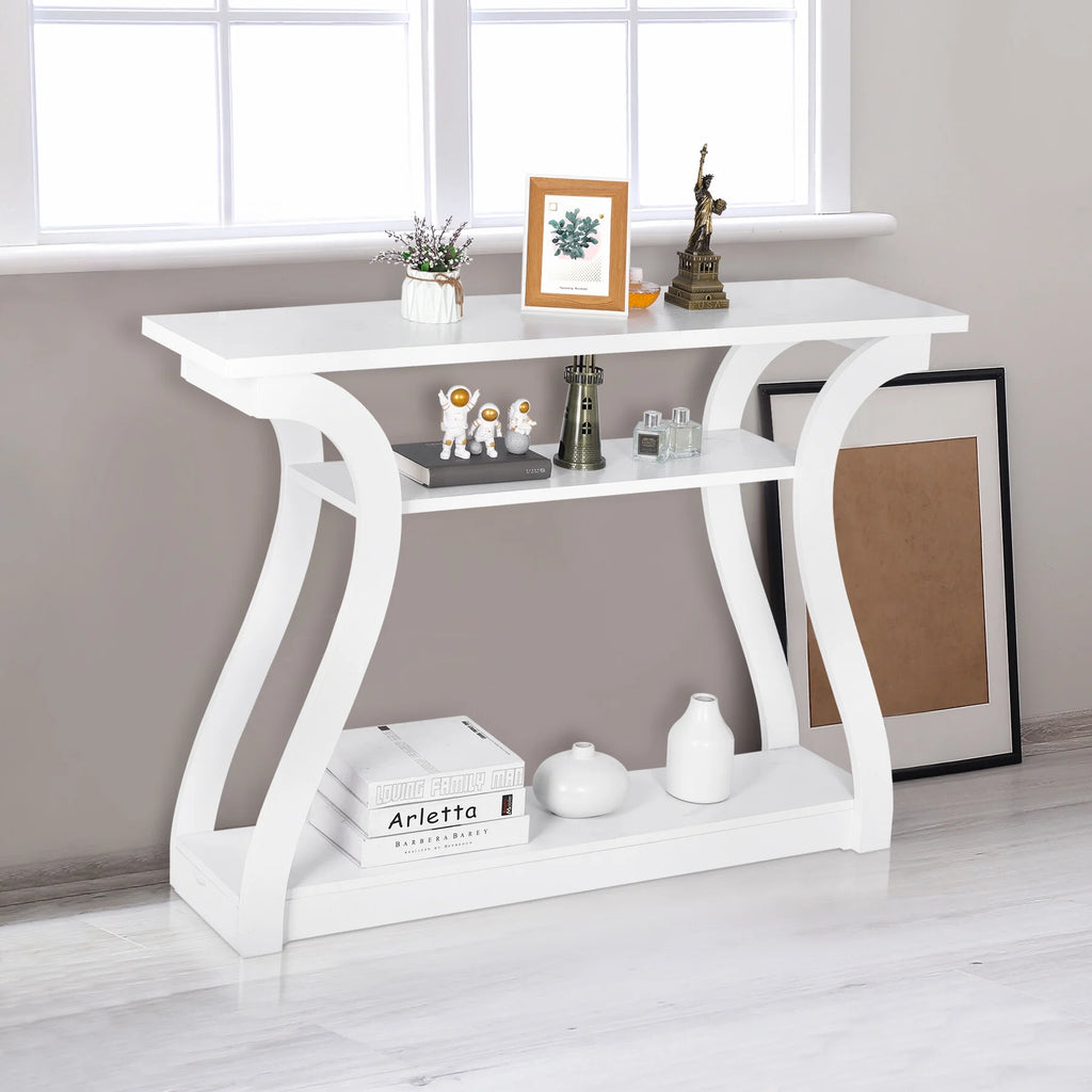 White Curved 3-Tier Console Table X229