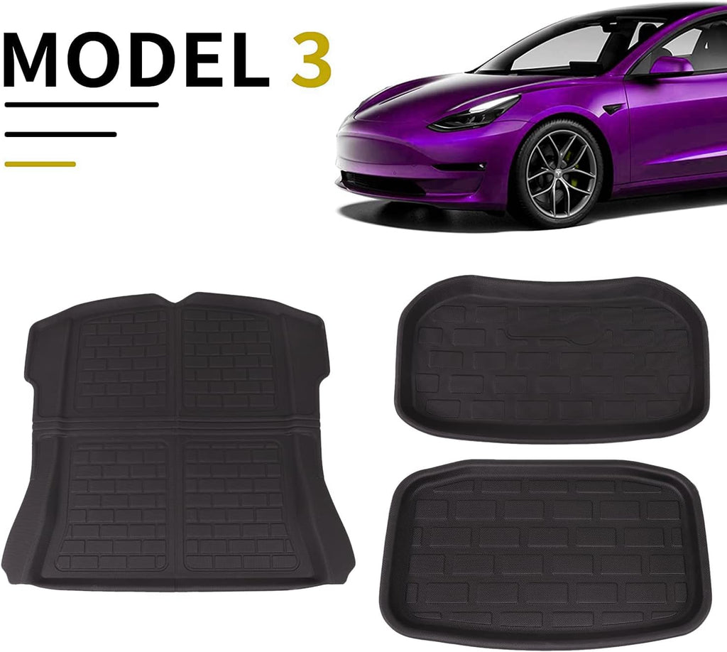 Black Rubber Cargo Liners Set of 3 Mats C355