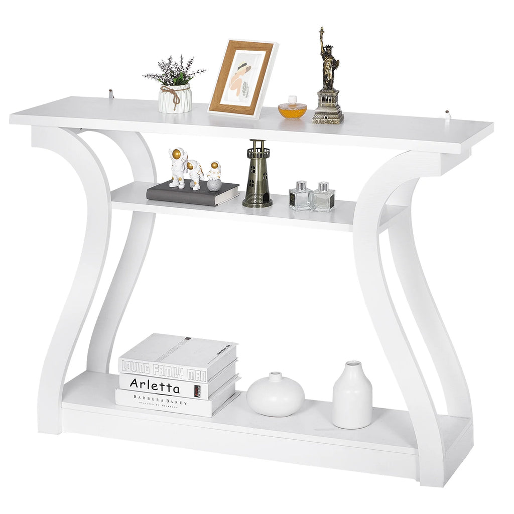 White Curved 3-Tier Console Table X229