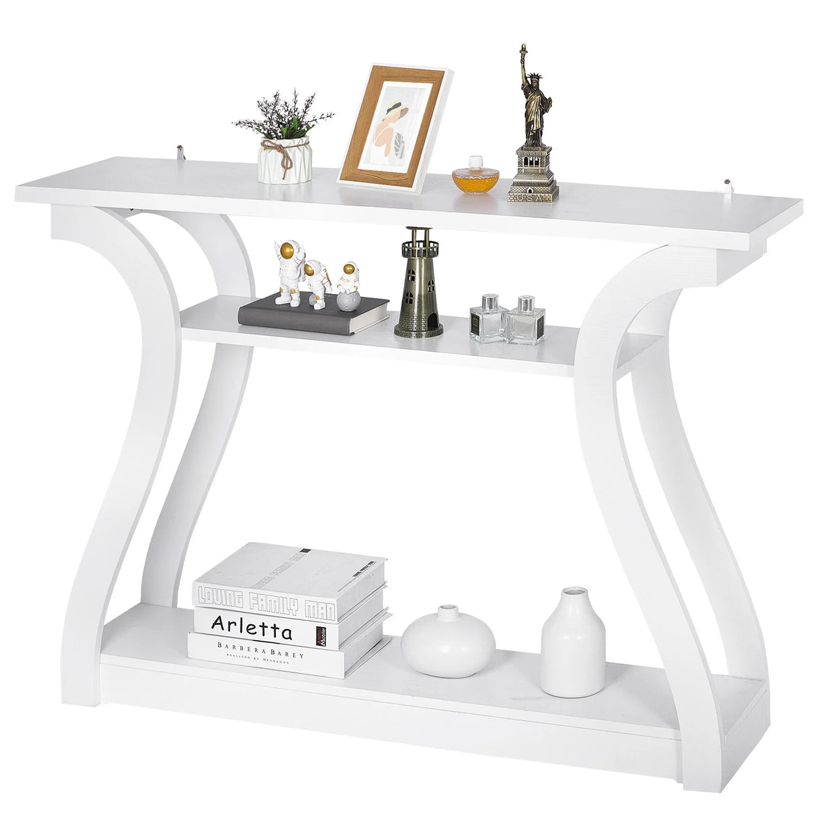 White Curved 3-Tier Console Table X229