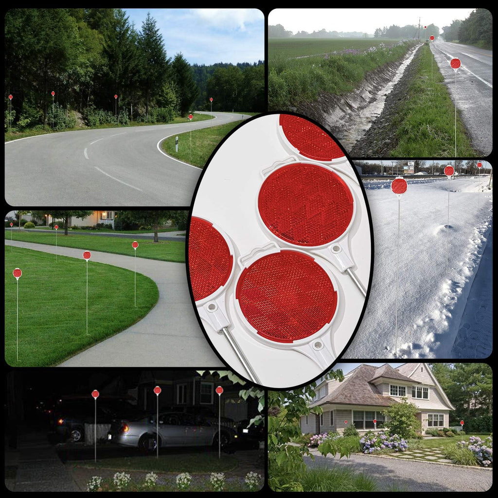 Red Reflective Driveway Markers 36.5-inch Double Sided Metal Post 16 Pack P74503
