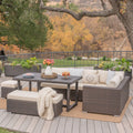 7 Piece Wicker Dining Sofa Set with Cushions L4945