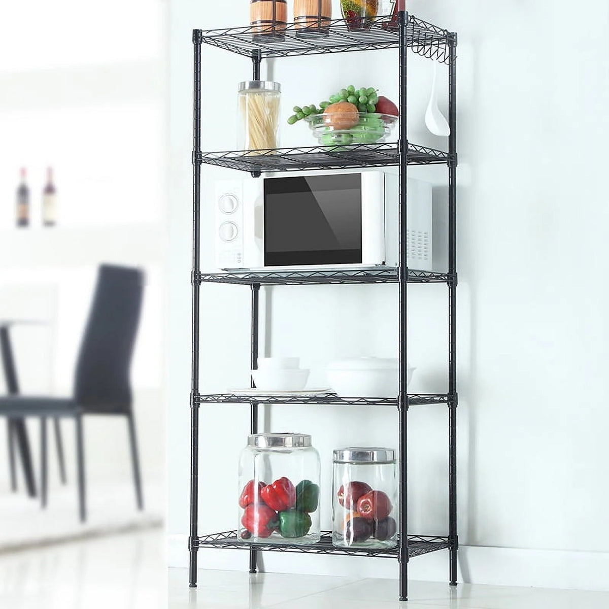 Black Metal Kitchen Organizer Rack Shelf H748