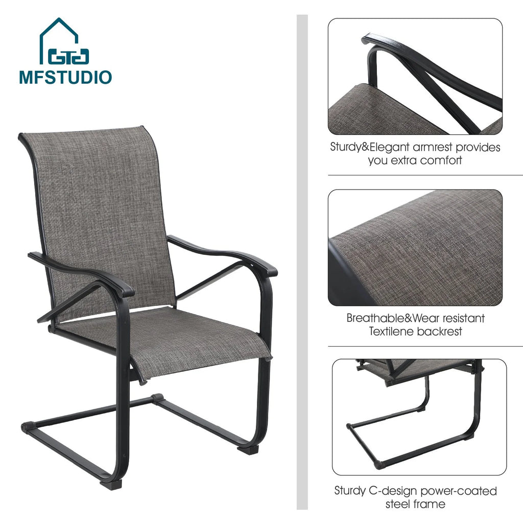 7 Pieces Outdoor Patio Dining Set with 6 Chairs and Dining Table, Gray J1580
