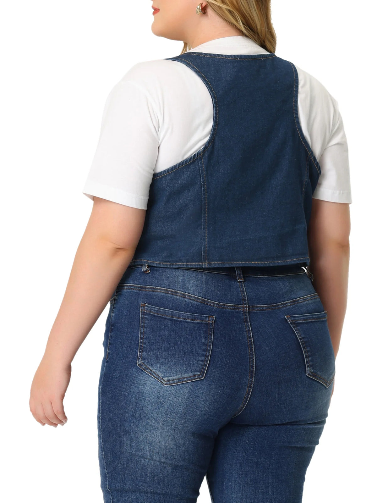 Plus Size Denim Sleeveless Jean Vest L207880