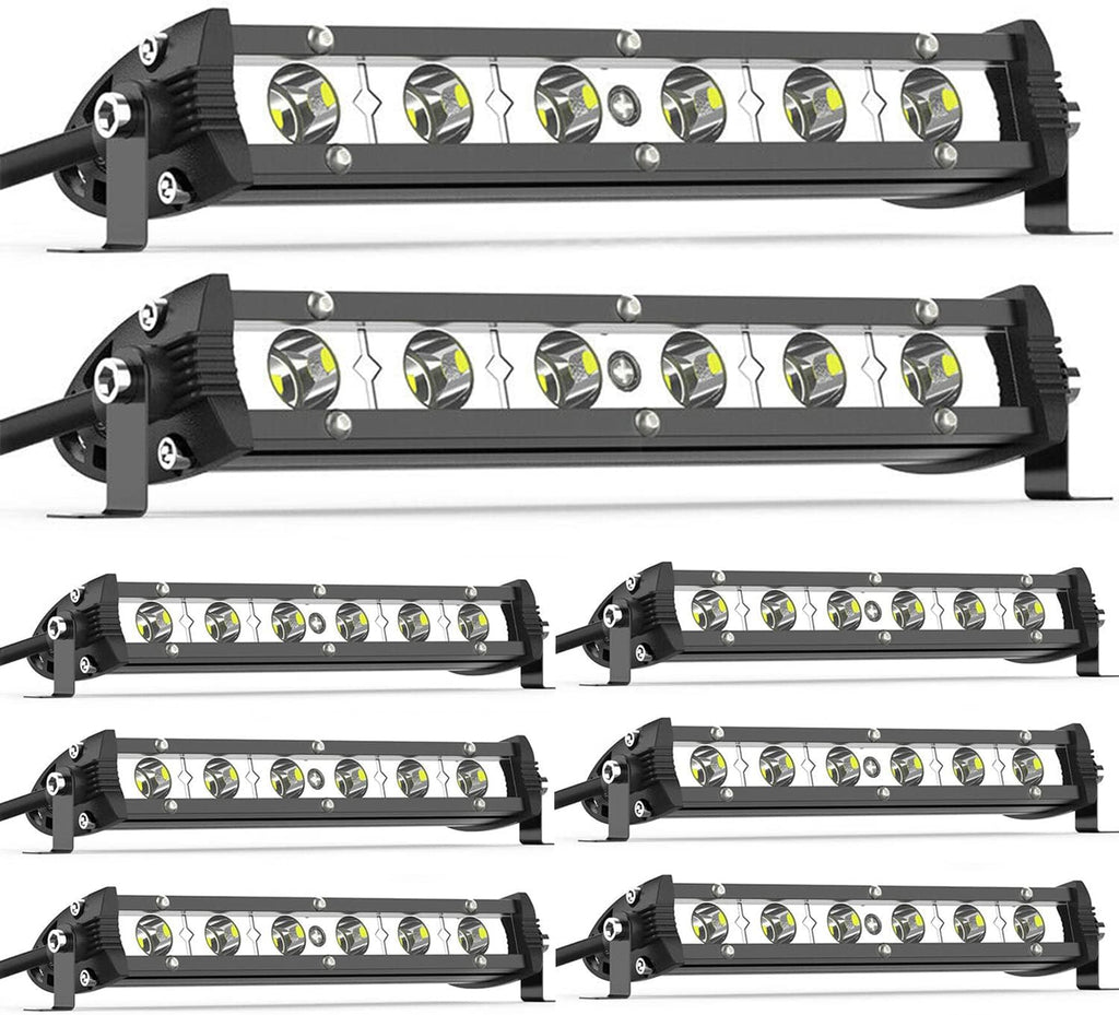 18W Ultra-Slim LED Light Bar Pods Waterproof Fog Light Work Lights 8pcs X684325