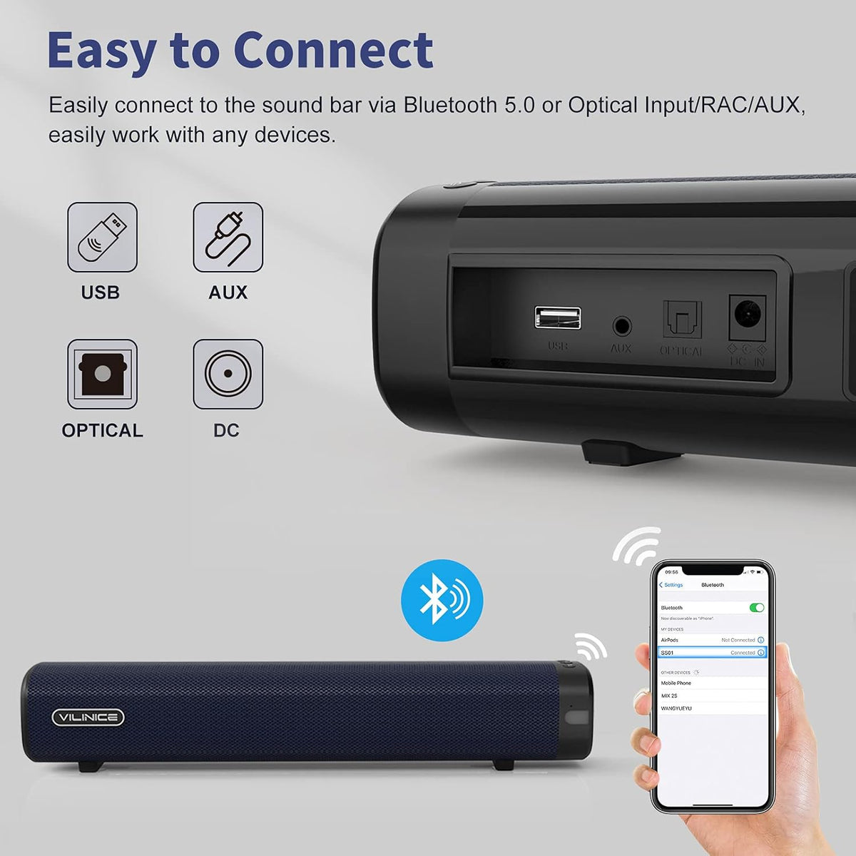 50W Sound Bar with Bluetooth 5.0 Z442296