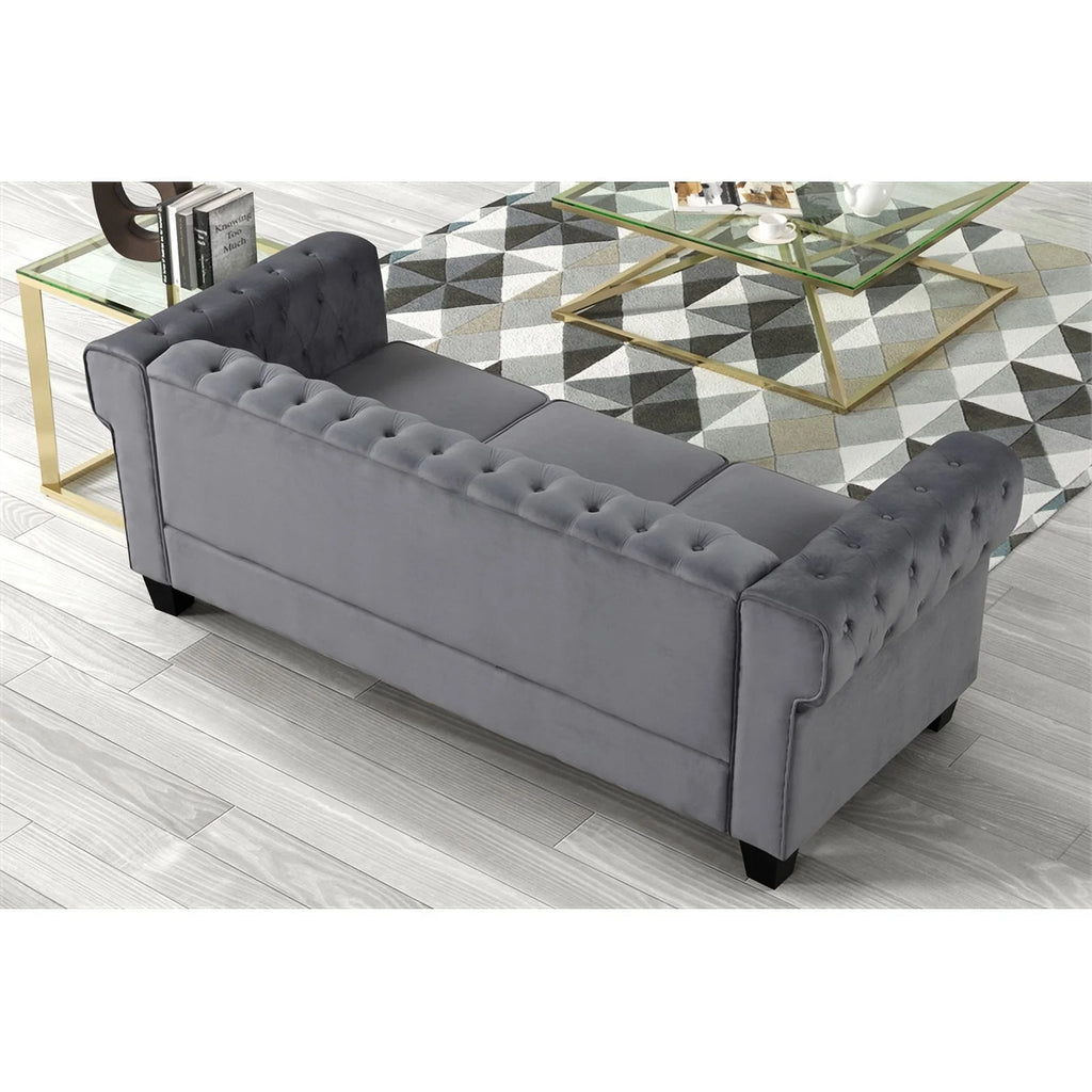 3-Piece Velvet Fabric Furniture Set-Gray N76637