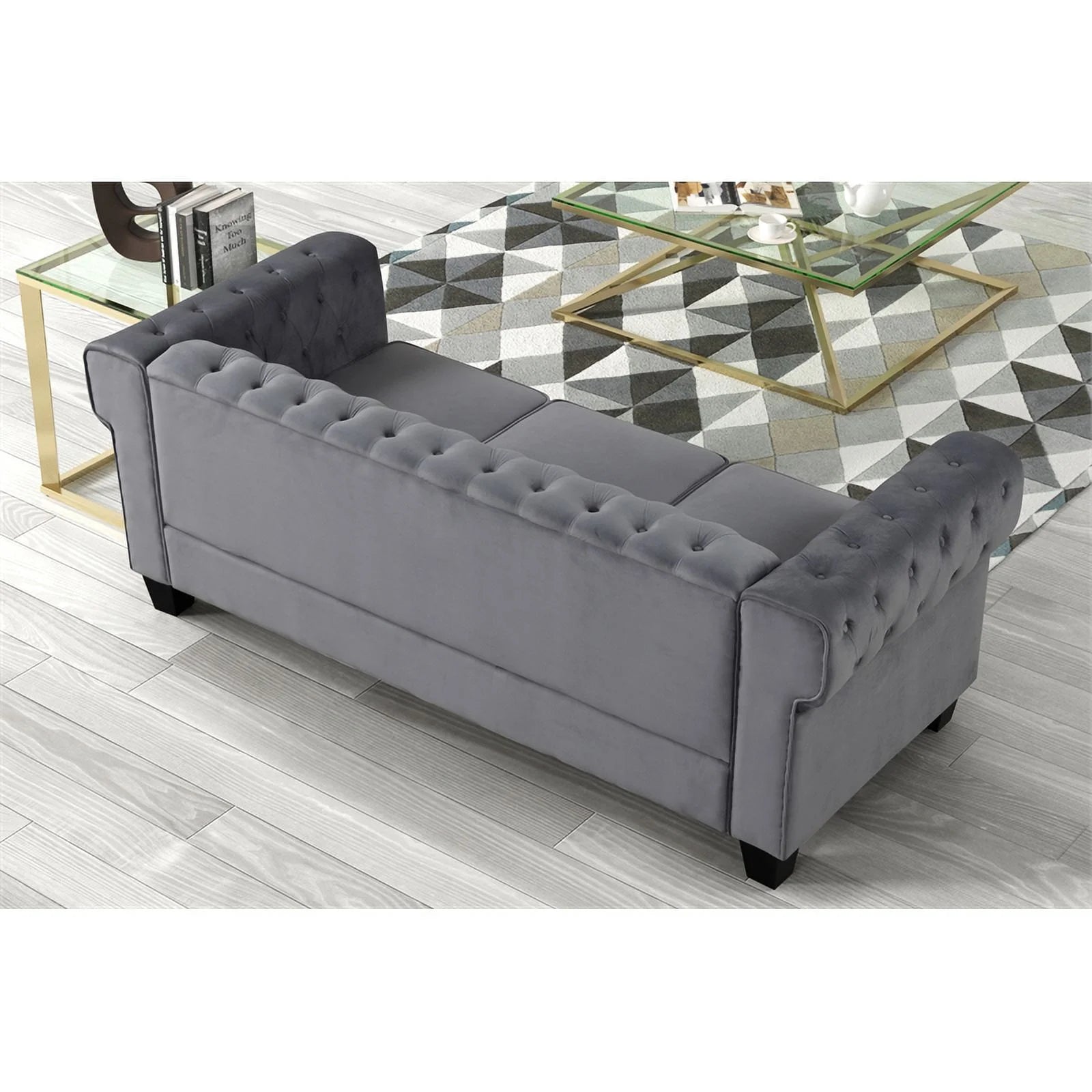 3-Piece Velvet Fabric Furniture Set-Gray N76637
