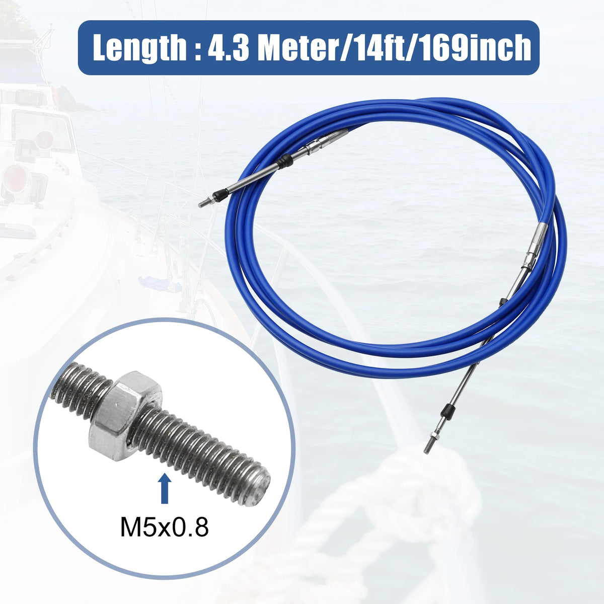 14ft 4.3 Meter Marine Throttle Shift Remote Control Box Cable for Outboard Engine Boat L784883