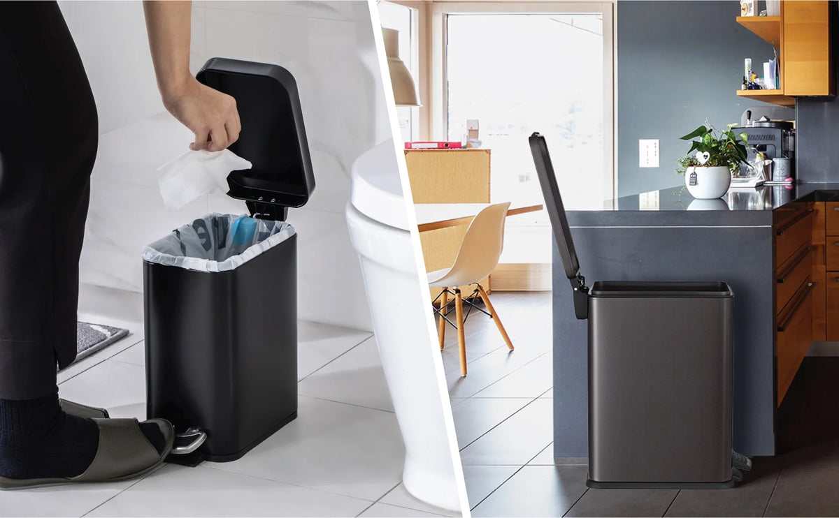 Black Stainless Steel Kitchen Trash Can Combo F712467