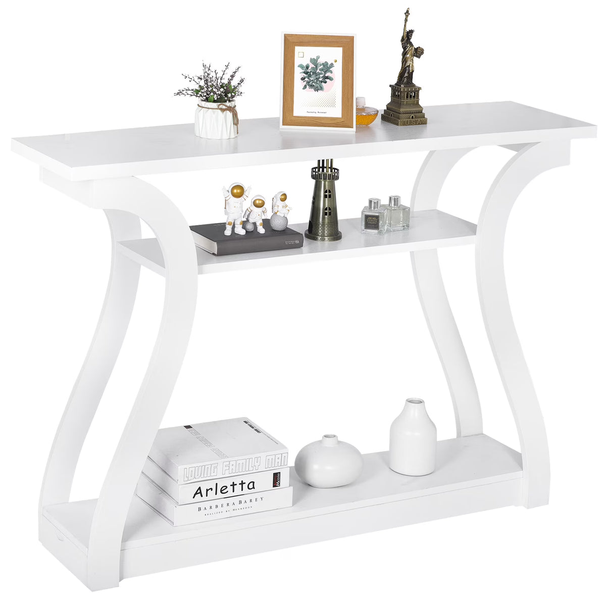 White Curved 3-Tier Console Table X229