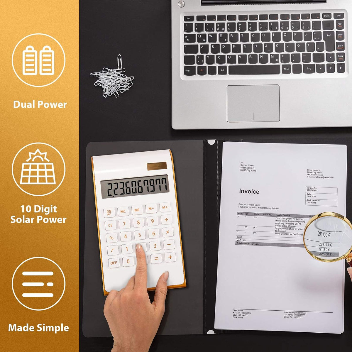 10 Digits Dual Powered Desktop Calculator T8219