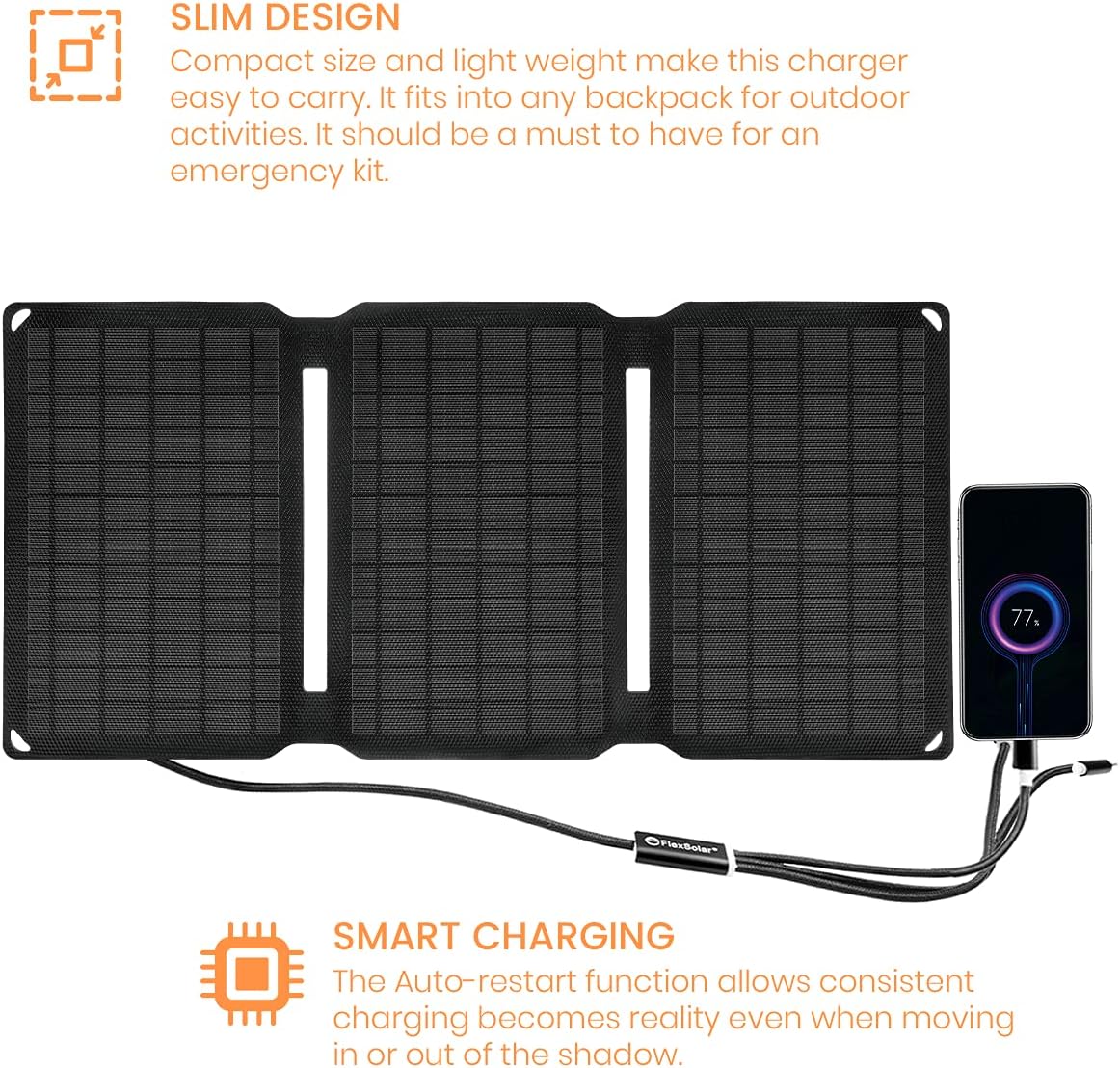 15W Foldable Monocrystalline Solar Panel with USB G263