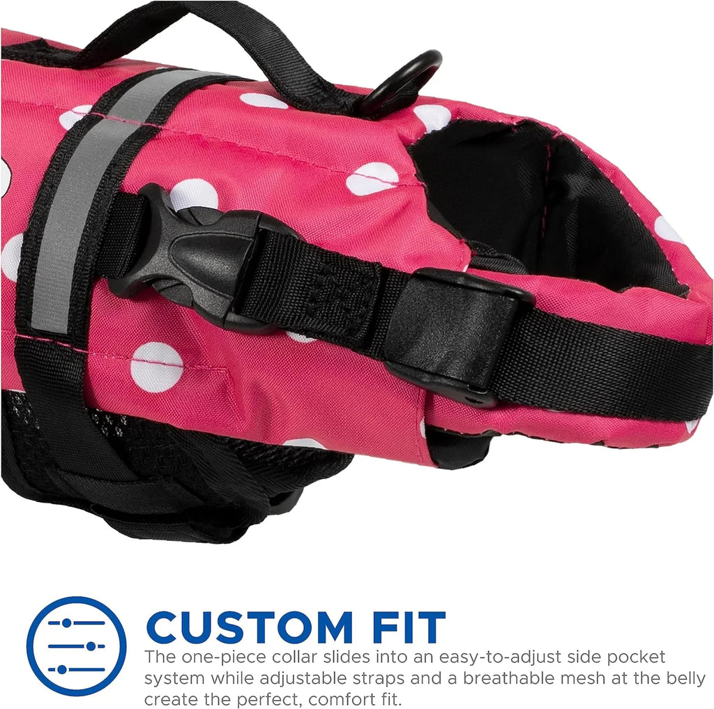 Pink & White Polka Dot Nylon Dog Life Jacket S674