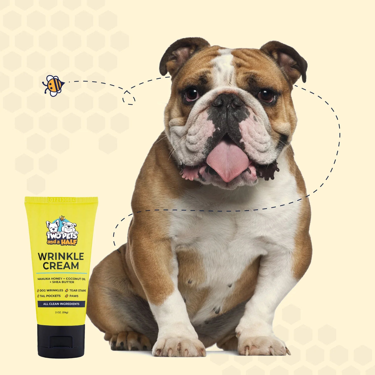 2 Oz Wrinkle Cream and 50 Wrinkle Wipes for Bulldogs F950