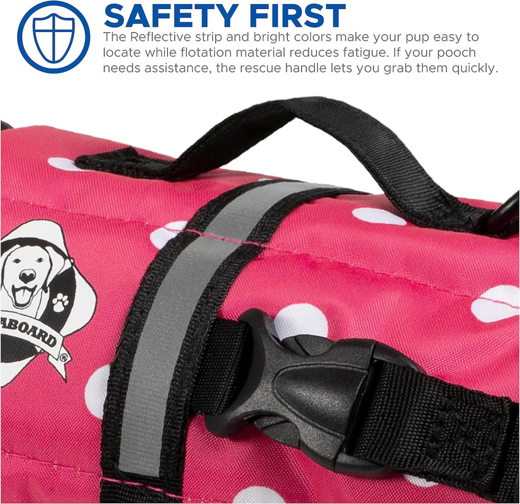 Pink & White Polka Dot Nylon Dog Life Jacket S674