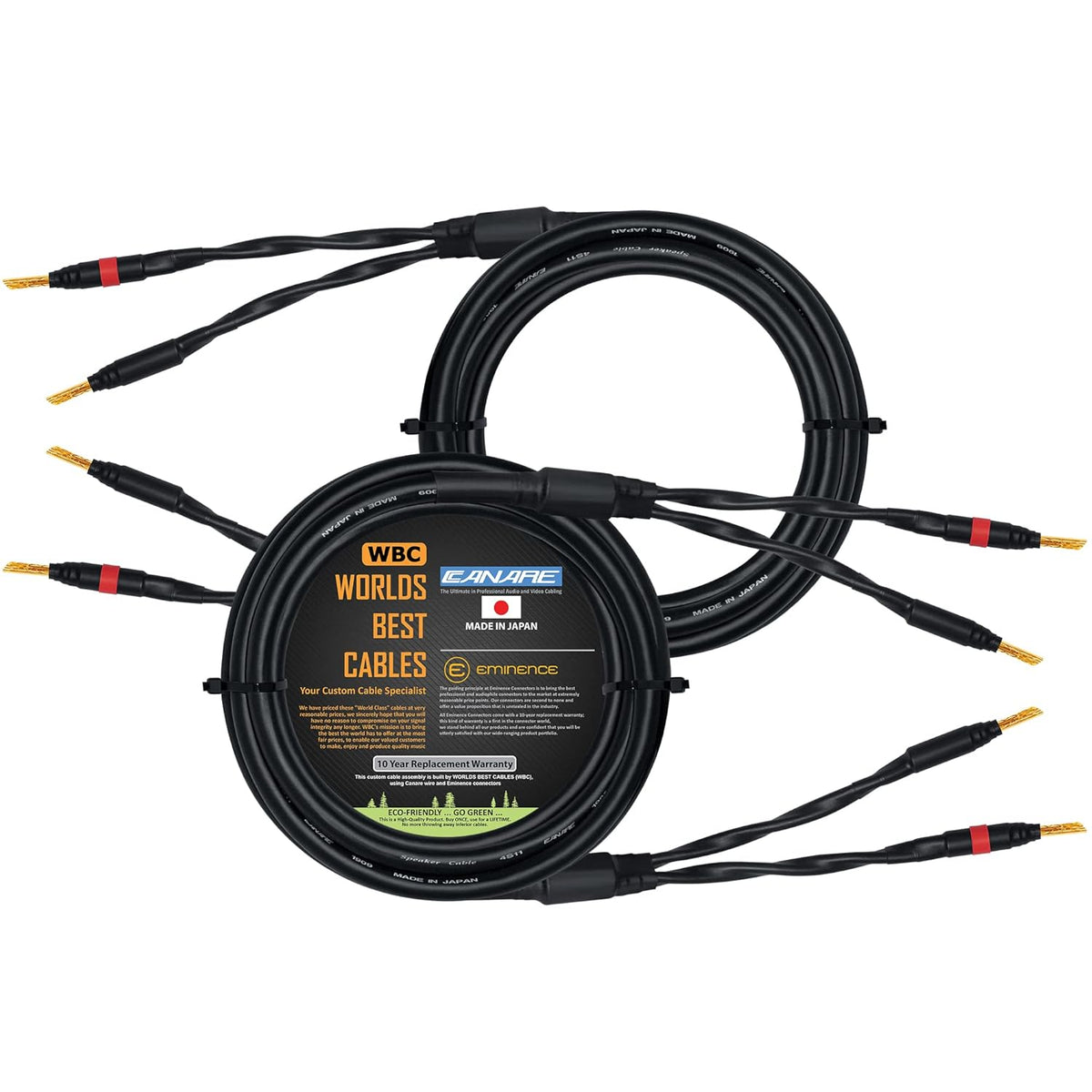 8 Foot Star-Quad Speaker Cable Pair with Gold Banana Connectors X22441