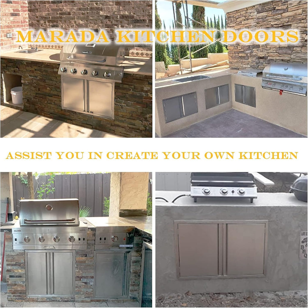 Outdoor Kitchen BBQ Access Door Stainless Steel Double Wall Vertical Door B82778
