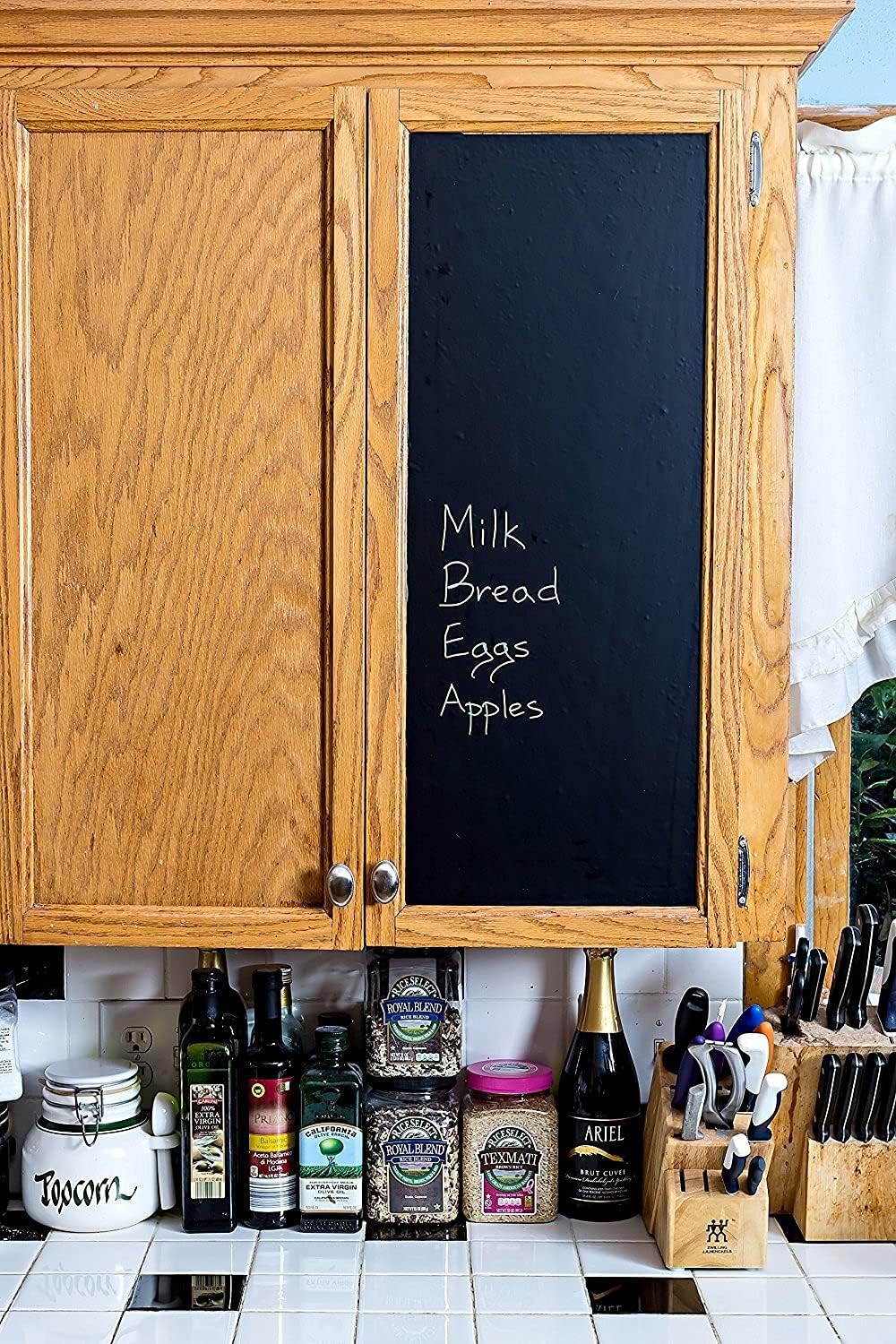 X-Large Chalkboard Wallpaper, 1.4ft x 8ft Adhesive Paper Roll with 3 Markers & Eraser Cloth B703