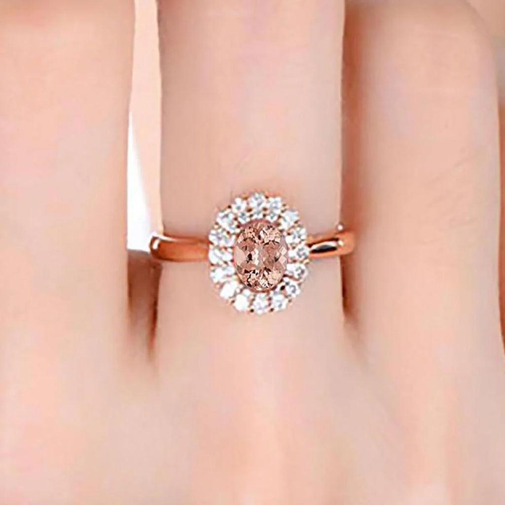 10k Rose Gold Morganite and Diamond Engagement Ring T5639