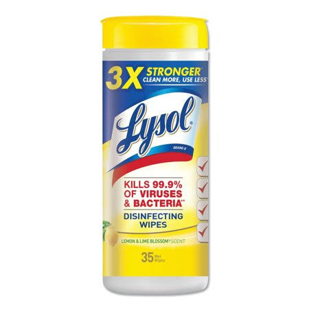 Lemon and Lime Blossom Disinfecting Wipes, 35 Wipes/Canister, 12 Canisters/Carton P609457